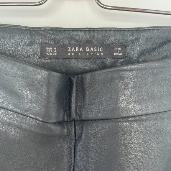 Zara cropped zipper detail faux leather pants size M - 2 avail! - Picture 2 of 5